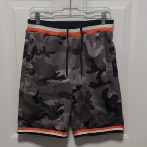 Men's Camouflage Athletic Shorts with Orange Trim